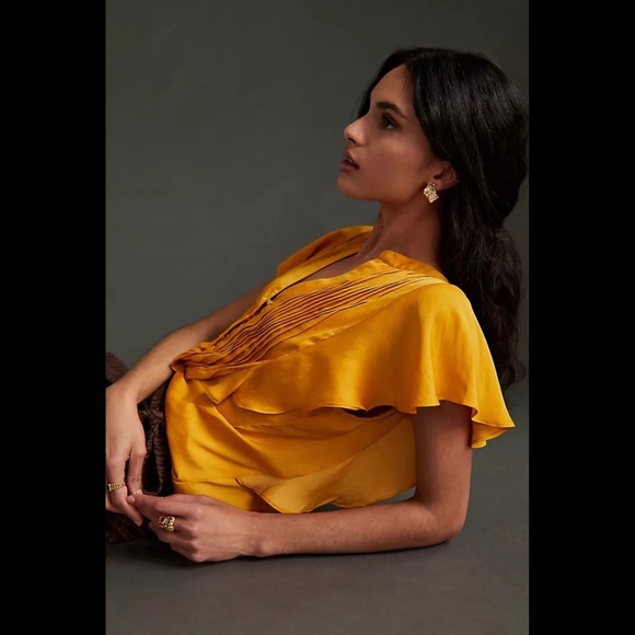 NWT Anthropologie Ruffled Pintucked Blouse - Picture 4 of 16